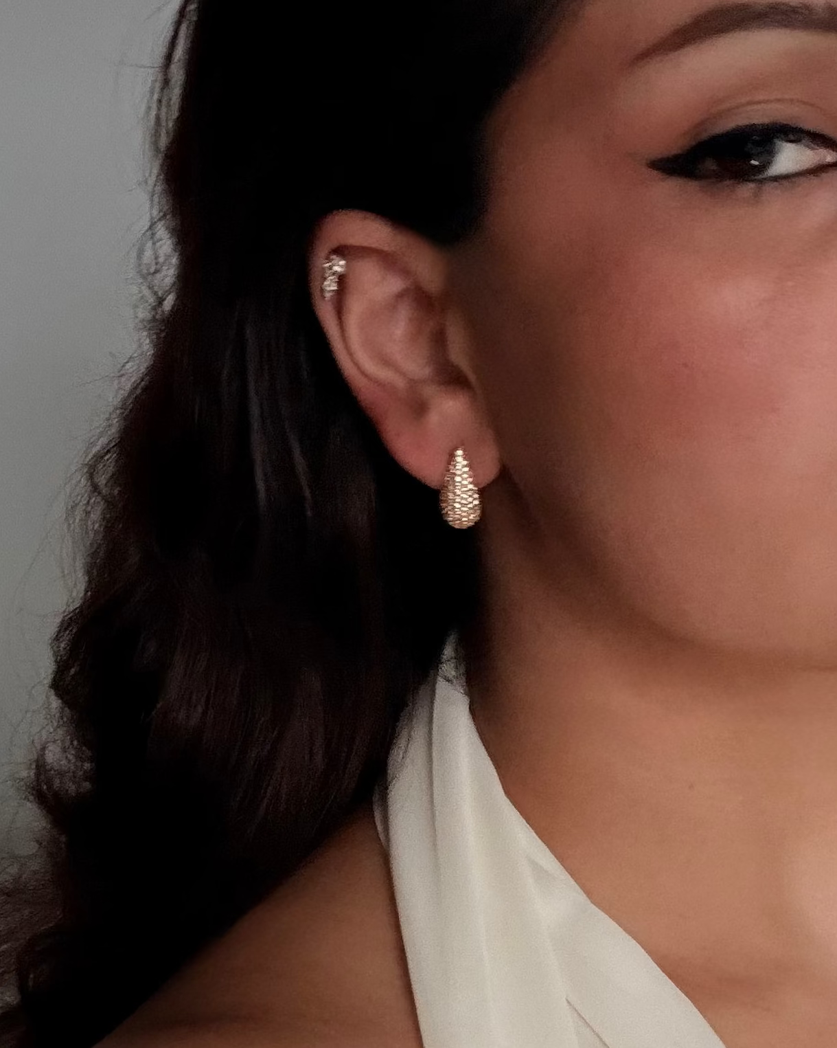 Pavé Drop Earrings- Gold