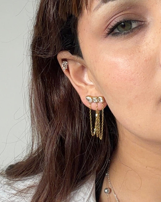 CZ Chain Drop Earrings