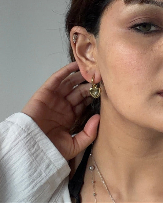 Heart Drop Hoops - Gold