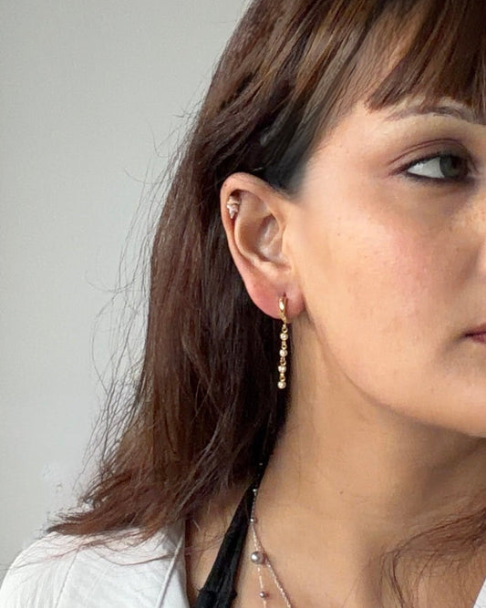 Crystal Bezel Drop Chain Earrings
