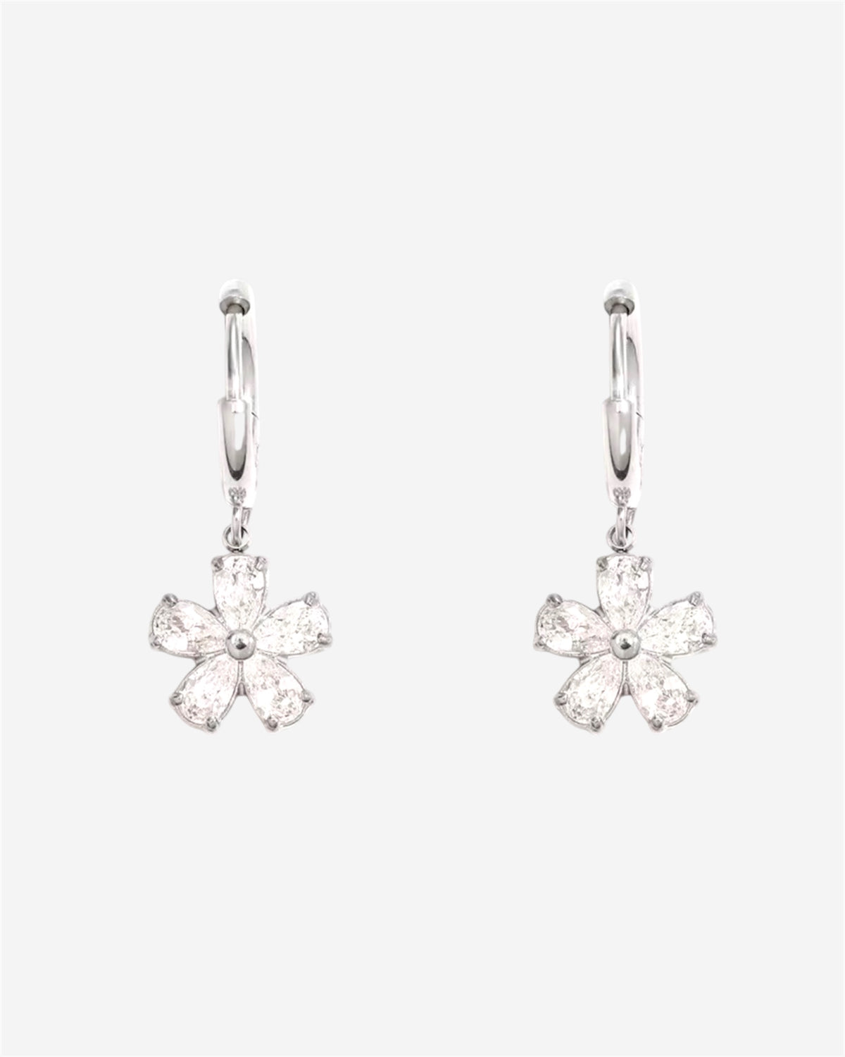 Flower Drop Silver Earrings