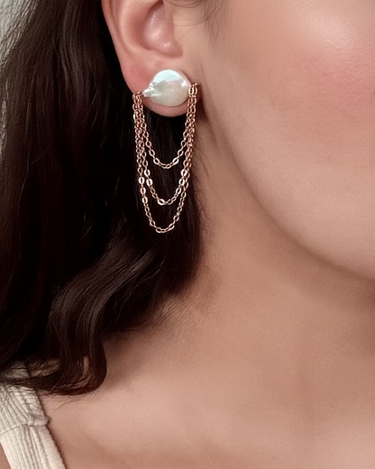 Freshwater Pearl Chain Earrings