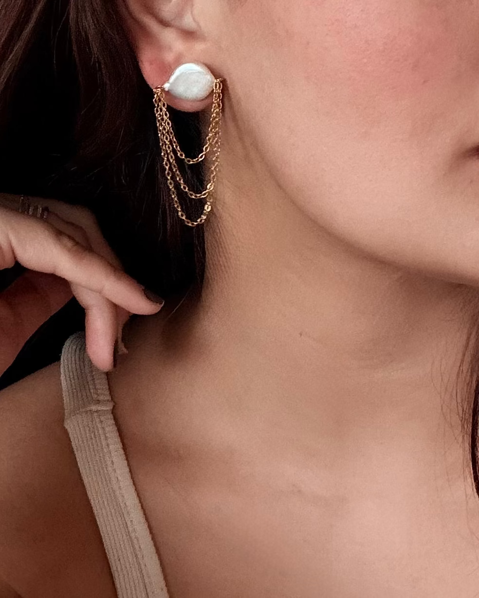 Freshwater Pearl Chain Earrings
