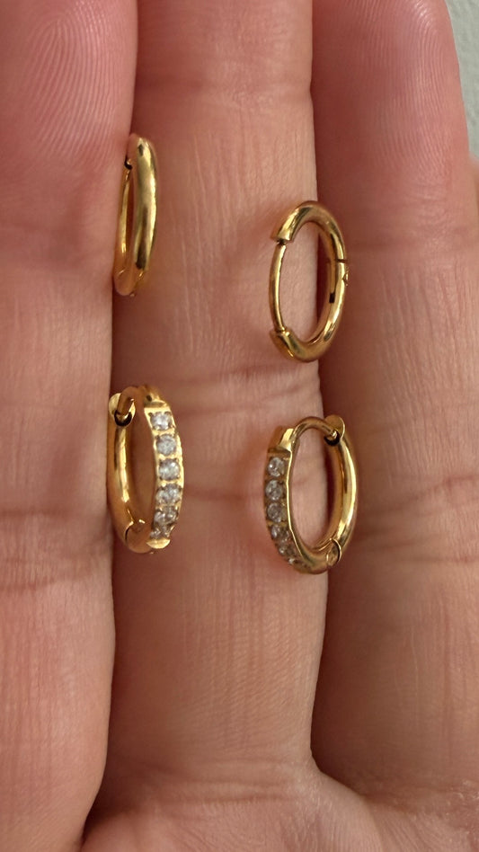CZ Gold Huggies Stack