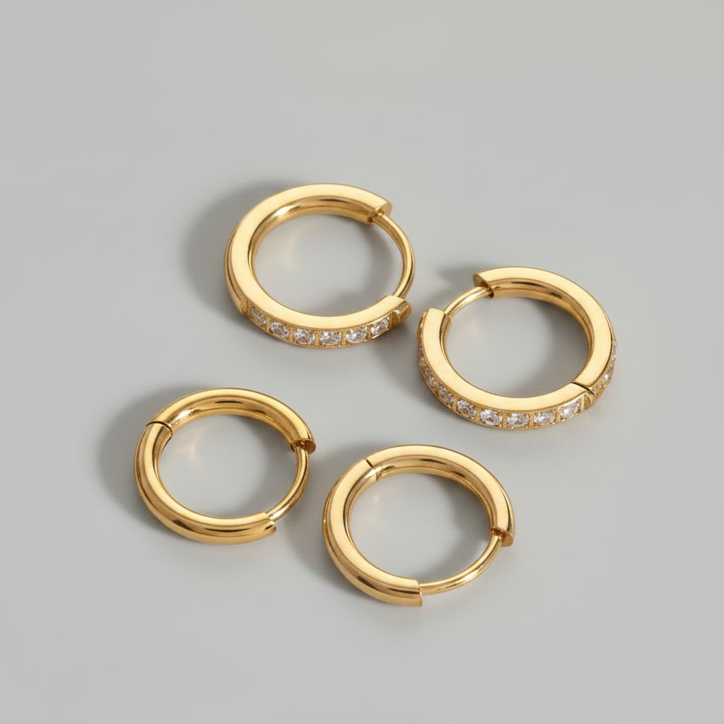 CZ Gold Huggies Stack