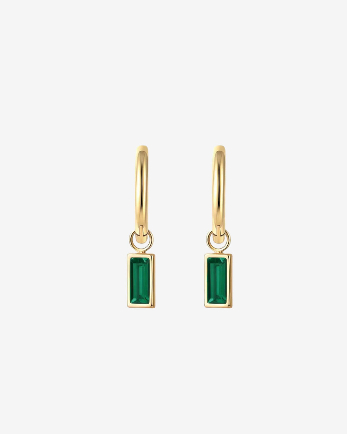 Emerald Baguette Drop Hoops