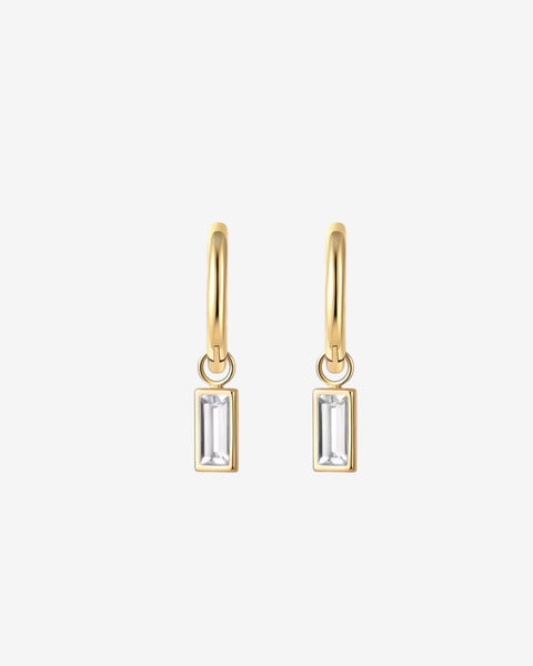 CZ Baguette Drop Hoops