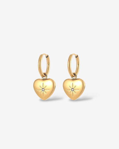Heart Drop Hoops - Gold