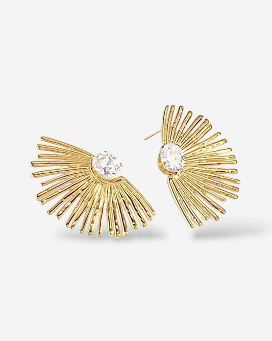 Sunburst CZ Stud Earrings