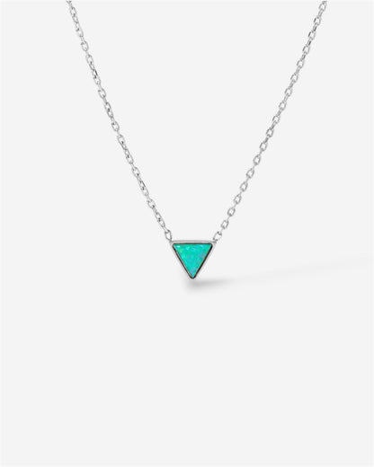 Opal Triangle Pendant Necklace - Silver