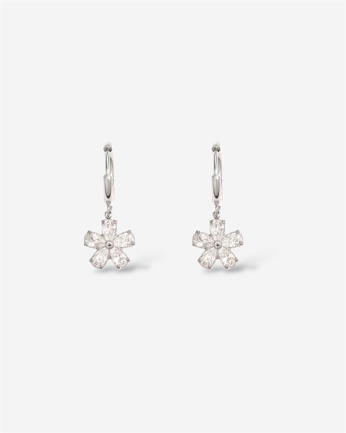 Flower Drop Silver Earrings