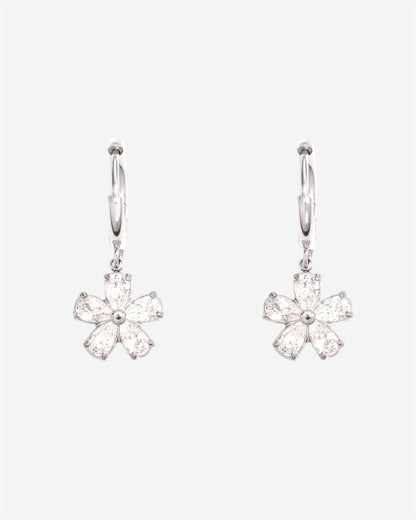 Flower Drop Silver Earrings