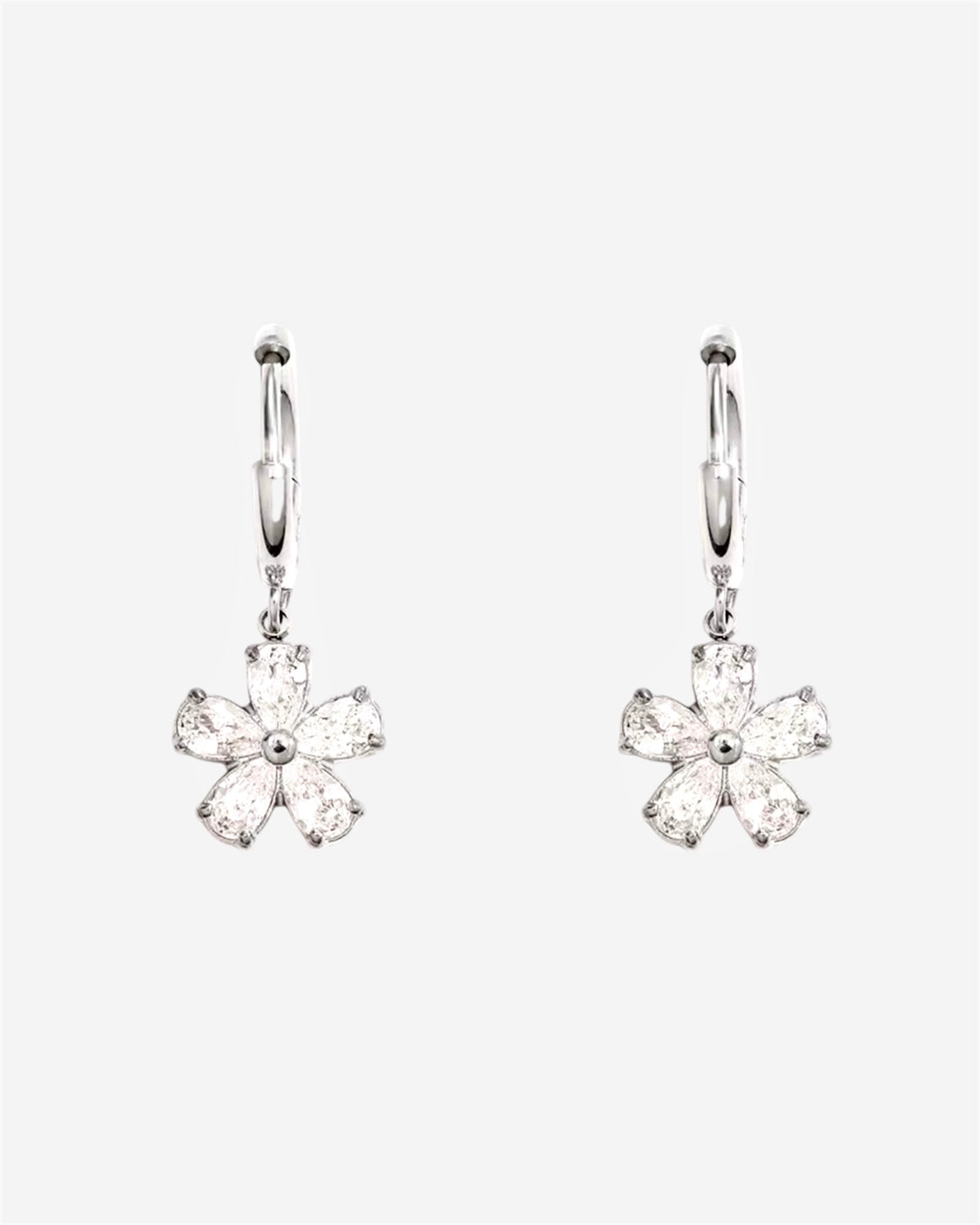 Flower Drop Silver Earrings